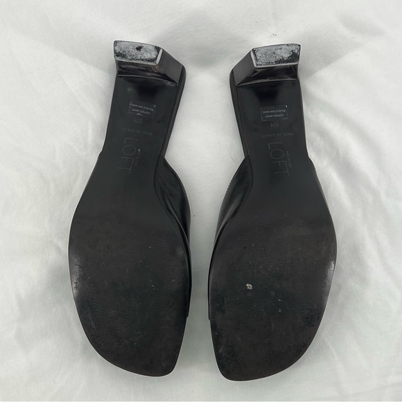 Ann Taylor Loft Black Leather Open-toe Slide Sandals Horse Bit Buckle Women’s 8 - Picture 5 of 5